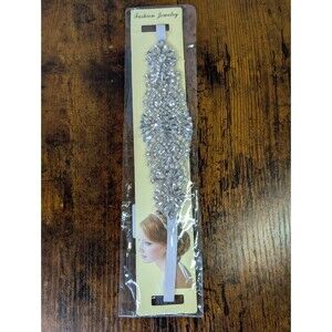 Bridal Rhinestone Headband Elastic Silver Crystal Wedding Prom Hair Piece New
